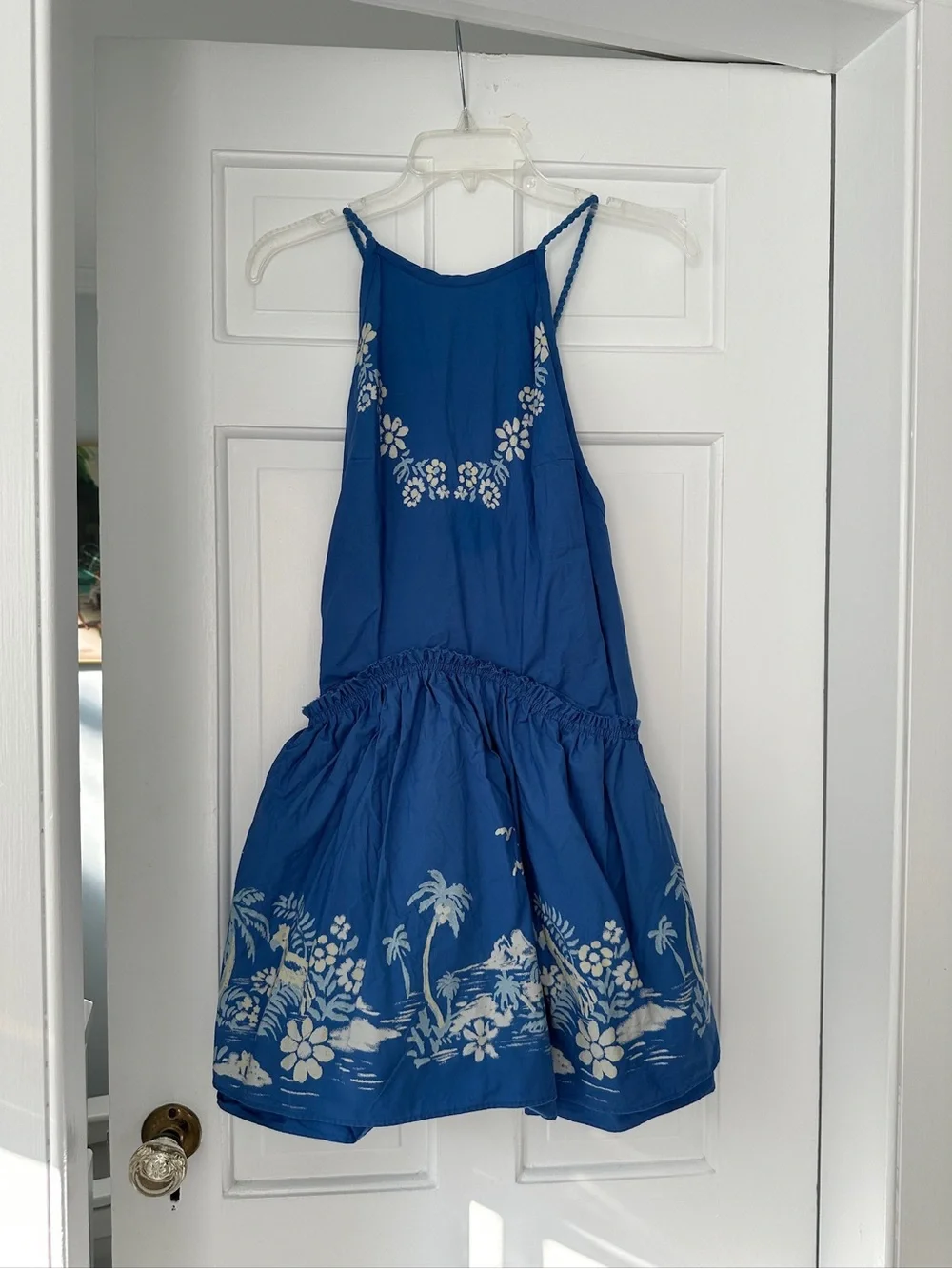 Free People Blue Indigo Deserted Island Mini Dress with Pockets Size Extra Small